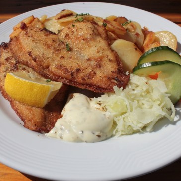 Plate of fried fish and sides